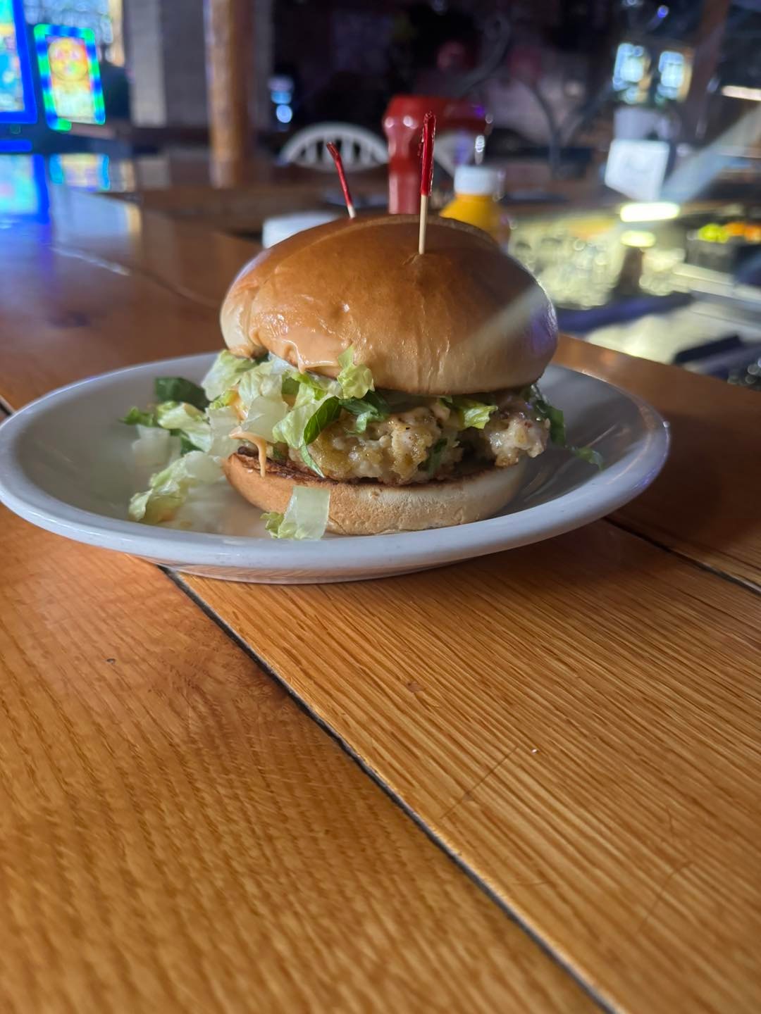Burger with fries at Brown Baer